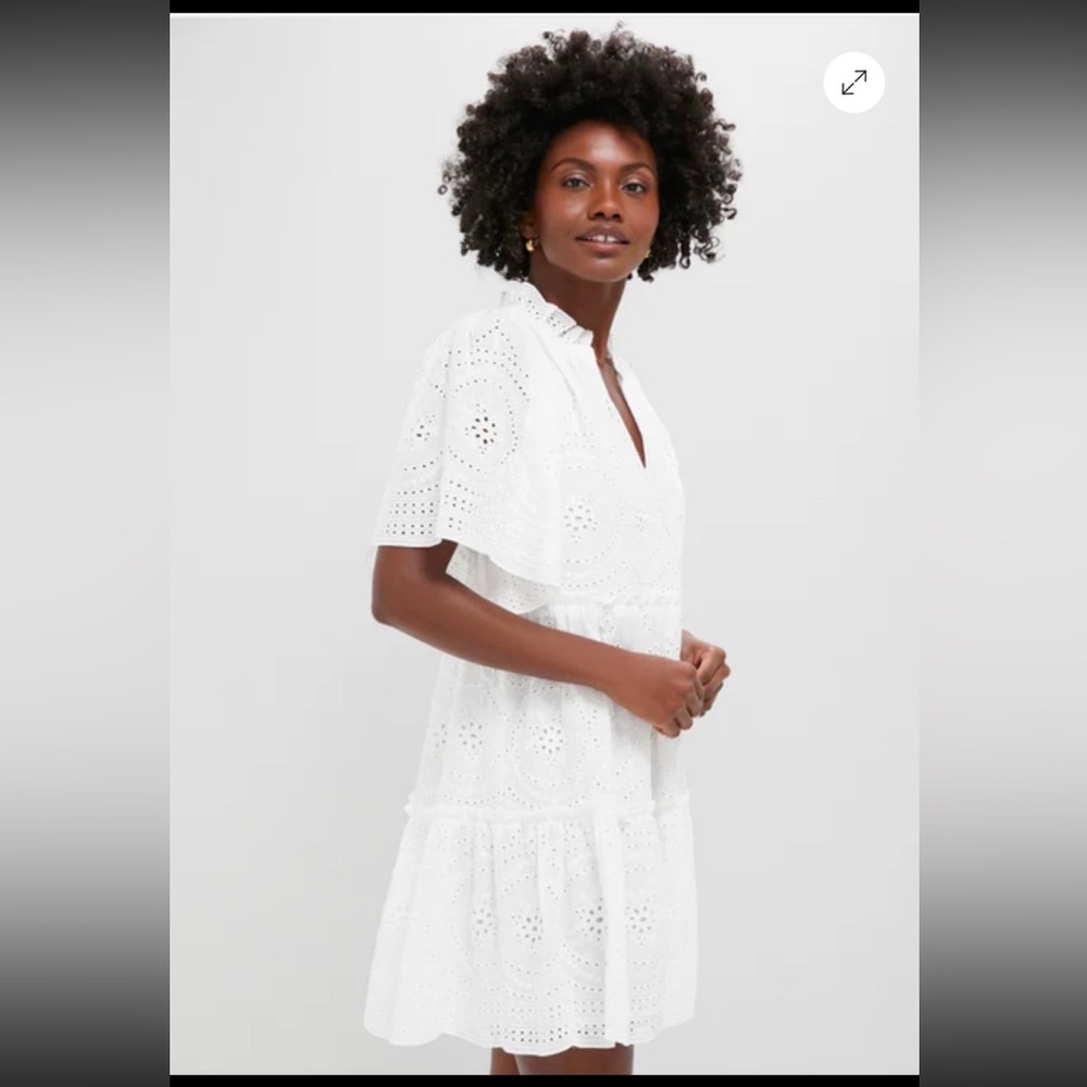 Tuckernuck White Eyelet Crawford Flutter Sleeve Mini Dress NWT Size Small - Picture 2 of 11
